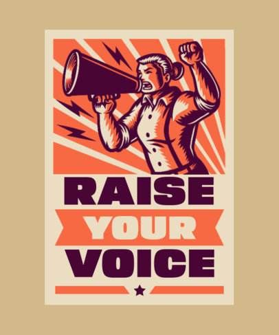 T-Shirt Design Template Featuring Revolutionary Propaganda Illustrations