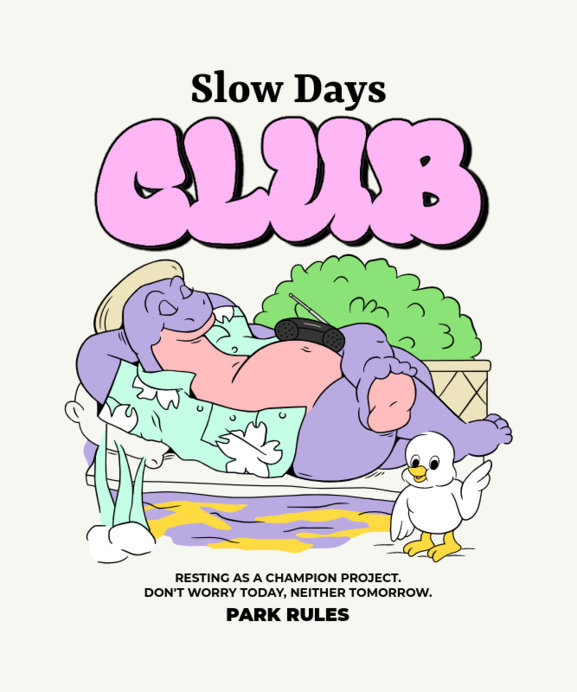 Placeit - Cartoonish T-Shirt Design Maker Featuring a Slow Day Theme