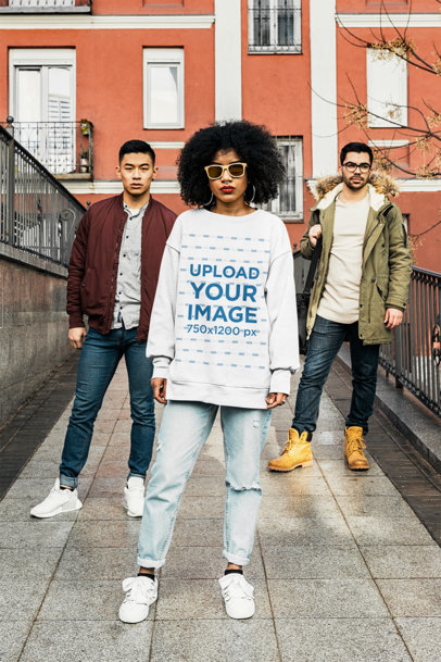 Sweatshirt Mockup Featuring a Cool Woman Posing in the Street for Canada Day m34762 r-el2