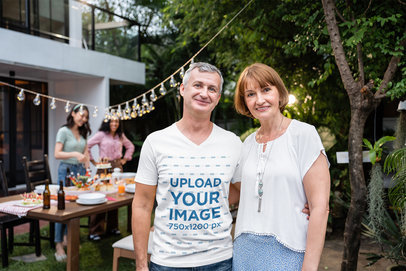 V-Neck Tee Mockup of a Happy Elderly Couple Celebrating Canada Day m34710 r-el2