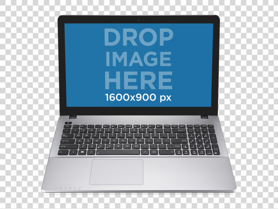 PC PNG Mockup of Silver Laptop Over Transparent Background