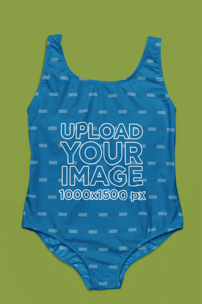 Mockup of a Sublimated Swimsuit Lying on a Colorful Surface
