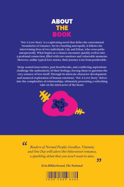Back Book Cover Template Featuring a Synopsis with a Flower Graphic