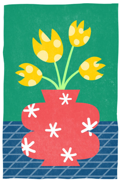 Flower-Themed Poster Template Featuring a Painting