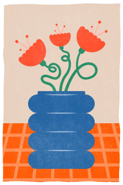 Art Print Generator With Illustrated Flower Graphics