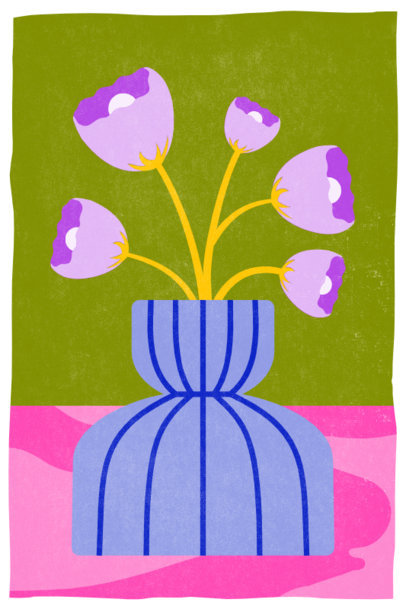 Art Print Creator Featuring a Vase With Flowers