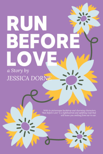 Front Book Cover Template with Colorful Flower Illustrations