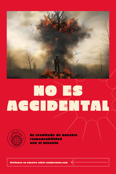 Poster Template with a Burning Tree Picture to Raise Awareness of Global Warming