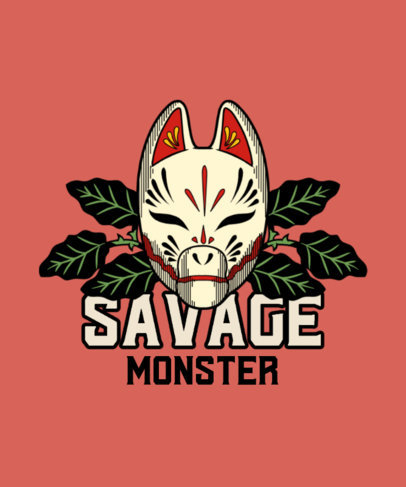 T-Shirt Design Maker Featuring a Kitsune Mask Illustration
