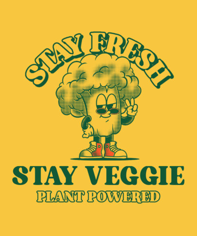 T-Shirt Design Maker Featuring a Broccoli Cartoon with a Retro Aesthetic