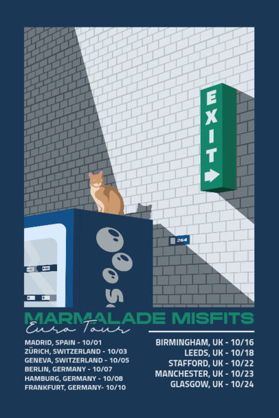 Poster Design Maker Featuring a List of Dates for a Music Band's World Tour