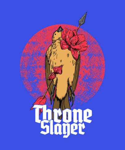 Death Metal-Themed T-Shirt Design Template Featuring a Bird Illustration
