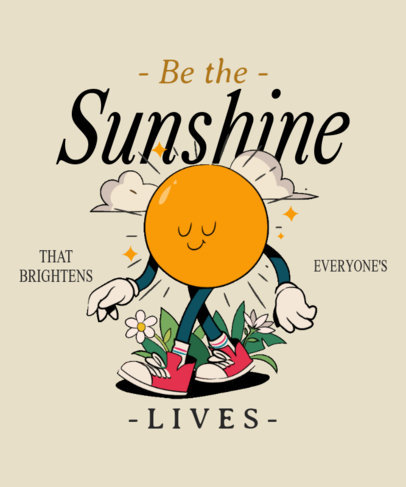 T-Shirt Design Maker With a Cartoonish Sun and a Happy Quote