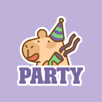Twitch Emote Template Featuring a Capybara with a Party Hat