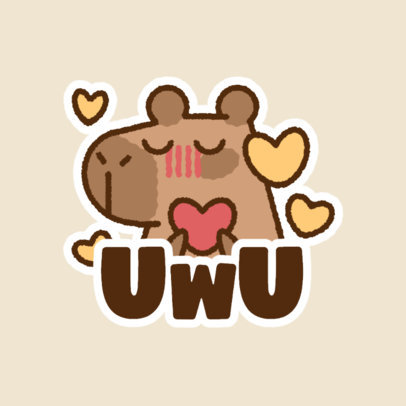 Twitch Emote Template Featuring a Cute Capybara with Heart Graphics