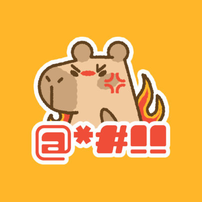Twitch Emote Template with an Angry Capybara Cartoon