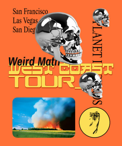 T-Shirt Design Template With a Surreal Aesthetic for a Musician World Tour