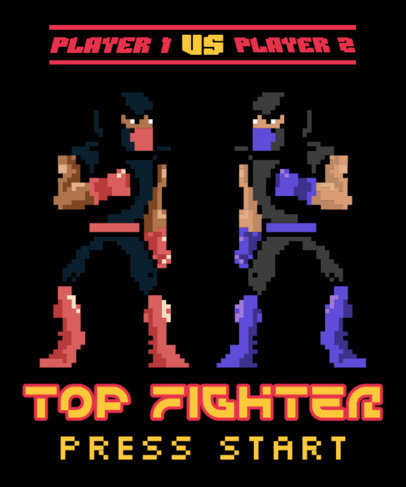 T-Shirt Design Maker with Retro Illustrations Inspired by 8-bit Fighting Video Games