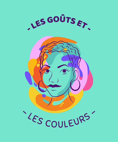 Modern T-shirt Design Template with Illustrations of Colorful Faces