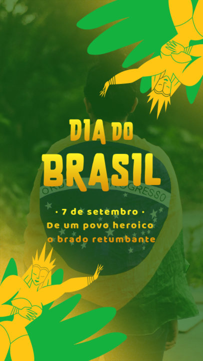 Instagram Story Template with Illustrated Graphics for Dia do Brasil