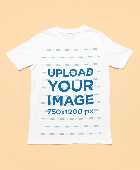 Simple Mockup of a Bella Canvas T-Shirt Flat Laid over a Solid Surface