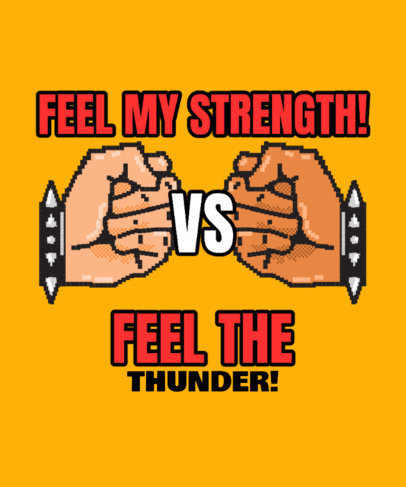T-Shirt Design Template with 8-bit-Style Fists Inspired by a Retro Fighting Game