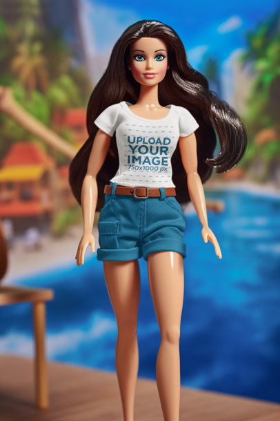 Barbie-Inspired Mockup of an AI-Generated Doll Wearing a Round-Neck T-Shirt