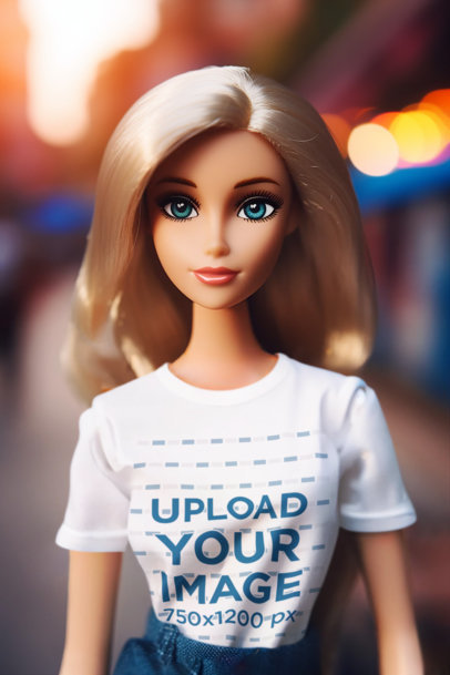 T-Shirt Mockup of an AI-Generated Doll Inspired by Barbie