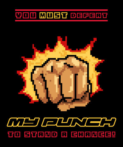 T-Shirt Design Creator with an 8-bit Fist Illustration Inspired by a Retro Fighting Video Game