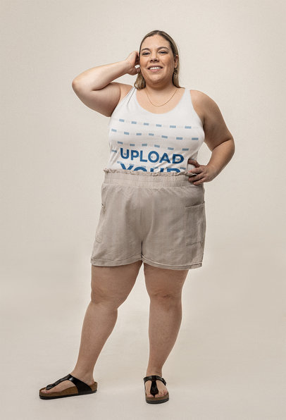 Bella Canvas Tank Top Mockup of a Confident Woman Posing in a Studio
