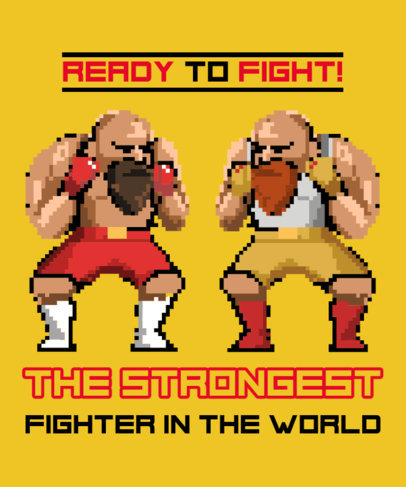 T-Shirt Design Generator Featuring 8-bit Illustrated Fighters Inspired by a Retro Video Game