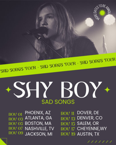 Instagram Post Generator Promoting a Musician's Concert Dates