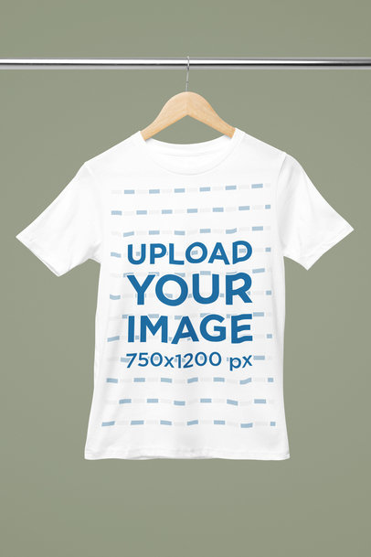 Mockup of a Round-Neck Bella Canvas T-Shirt Placed on a Hanger