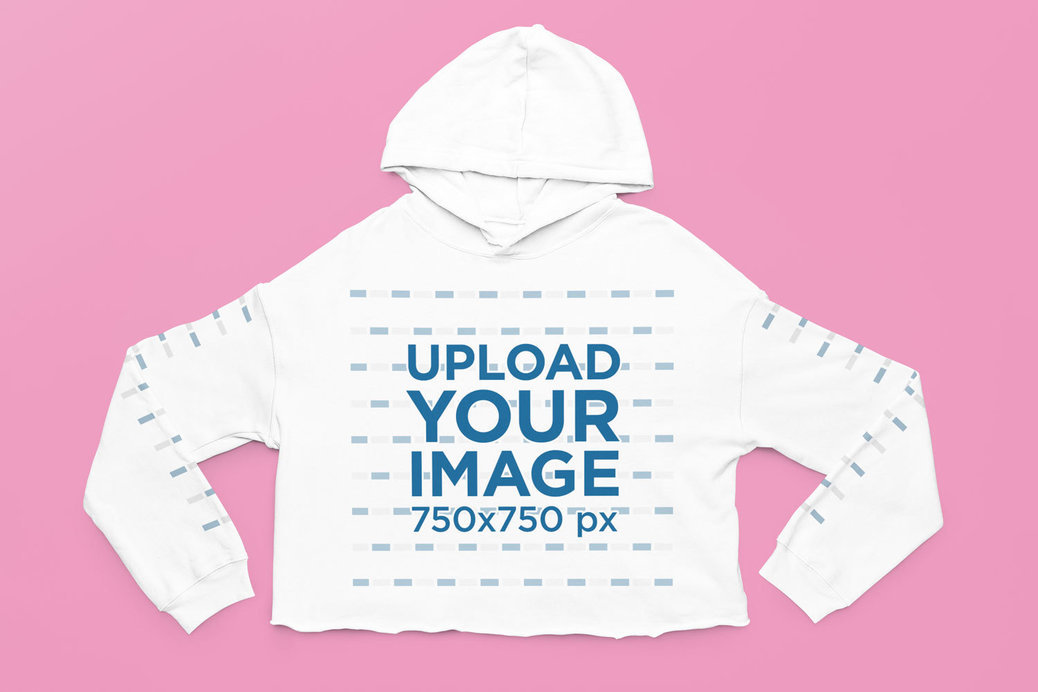 Mockup of a Bella Canvas Crop Top Hoodie Placed on a Colorful Background