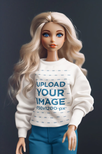 AI-Generated Mockup of a Barbie-Inspired Doll Wearing a Sweatshirt m34539