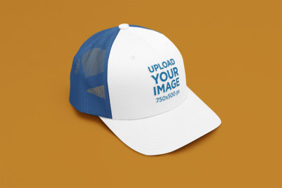 Mockup of an Embroidered Trucker Hat Placed in a Minimalist Setting m33409