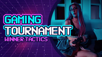 YouTube Thumbnail Creator for Gaming Tactics Featuring a Synthwave Background