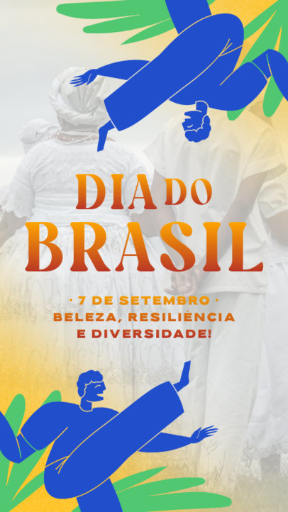 Instagram Story Creator for a Dia do Brasil Party with Capoeira Fighter Illustrations