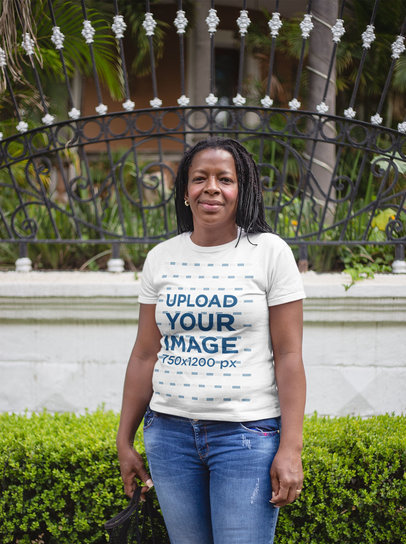 T-Shirt Mockup of a Woman with Small Braids