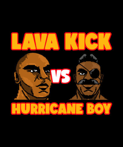 Retro T-Shirt Design Creator Featuring Fighter Characters with an 8-bit Aesthetic