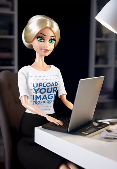 Barbie-Inspired Mockup of an AI-Generated Doll Wearing a T-Shirt