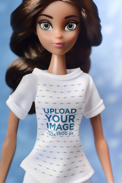 Round-Neck T-Shirt Mockup Featuring an AI-Generated Barbie-Inspired Doll