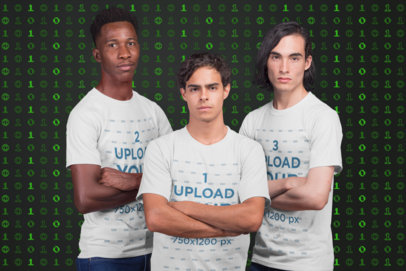 Mockup of a Small Esports Team Wearing T-Shirts a21086