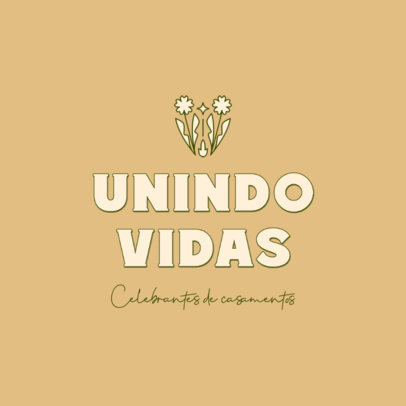 Wedding Celebrants Logo Template with Flower Graphics