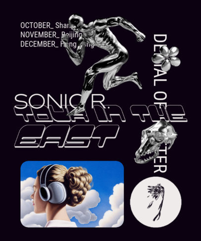 Y2K T-Shirt Design Maker With a Metallic Style for a Musician Tour