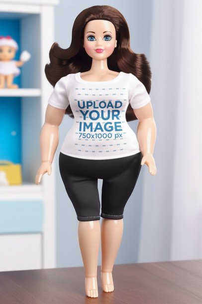 T-Shirt Mockup of an AI-Generated Plus Size Doll Inspired by Barbie