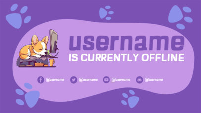 Twitch Screen Template Featuring a Sleeping Dog with an Offline Message