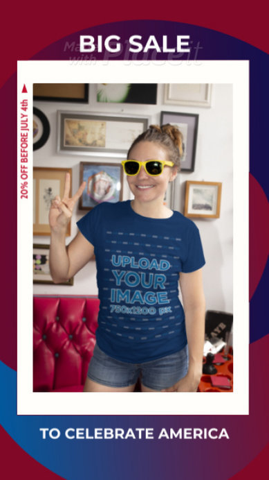 T-Shirt Video Featuring a Woman and a 4th of July Special Promo