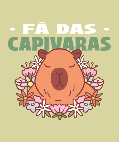 T-Shirt Design Creator Featuring an Illustrated Capybara with Flowers