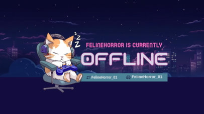 Twitch Offline Banner Maker Featuring a Cute Kawaii Cat